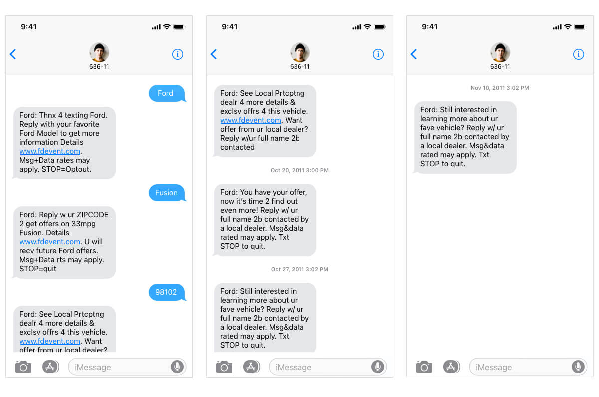 SMS Marketing campaign by Ford